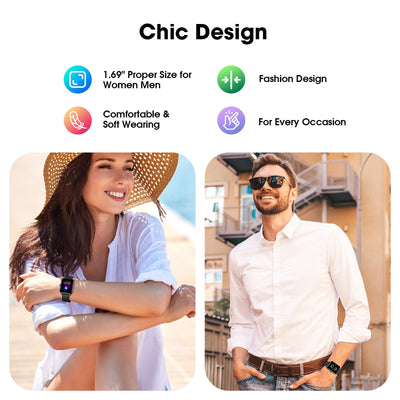 Smart Watch No App/Phone Required,42mm Smartwatch for Women Men,Fitness Tracker Watch with Heart Rate Monitor, Sleep Tracker, Pedometer,Step Counter,IP68 Waterproof, for Android iOS Phones