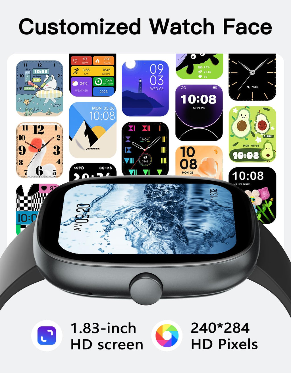 Fitness Tracker 2025 Ver. (Answer/Make Calls), 1.85" Smart Watch Fitness Watches for Women Men with 24/7 Heart Rate Blood Oxygen Monitor Sleep Tracker 100+ Sport Modes IP68 Waterproof (Pink)