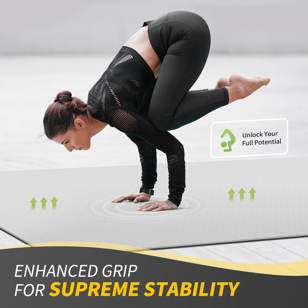 CAMBIVO Large Yoga Mat (6'x 4'), Extra Wide Workout Mat for Men and Women, Yoga Mat Thick 1/3 &1/4 Exercise Mats for Home Workout, Yoga, Pilates (Black,1/4 inch)