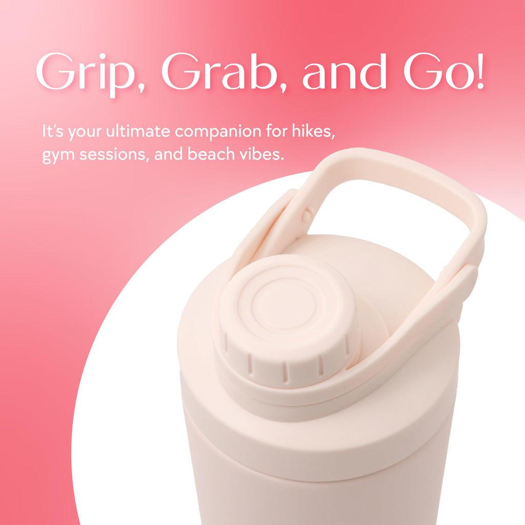 Paradise Shaker Bottle 24 oz, Insulated Stainless Steel Protein Shaker, Dishwasher Safe, with Lid Brush & Protective Boot, Leakproof Twist-Off Chug Cap, Sage Green, Tahoe Mist