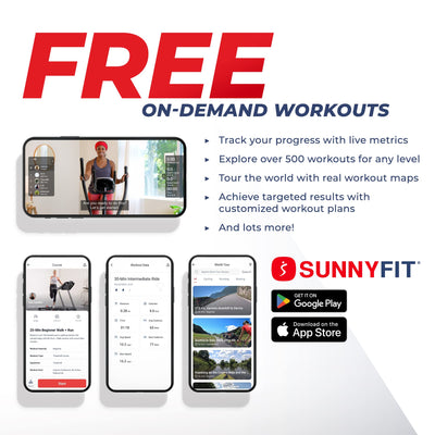 Sunny Health & Fitness Full Body Workout Elliptical Trainer with Digital Performance Monitor, Low Impact Exercise, and Optional Bluetooth with Exclusive SunnyFit App