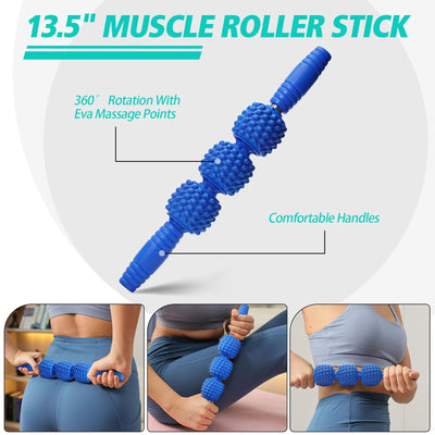 Foam Roller High Density Foam Roller Set for Deep Tissue Muscle Massage, 18" Trigger Point Fitness Exercise Massage Roller, Self-Myofascial Release for Whole Body (Black-18(2 in 1))