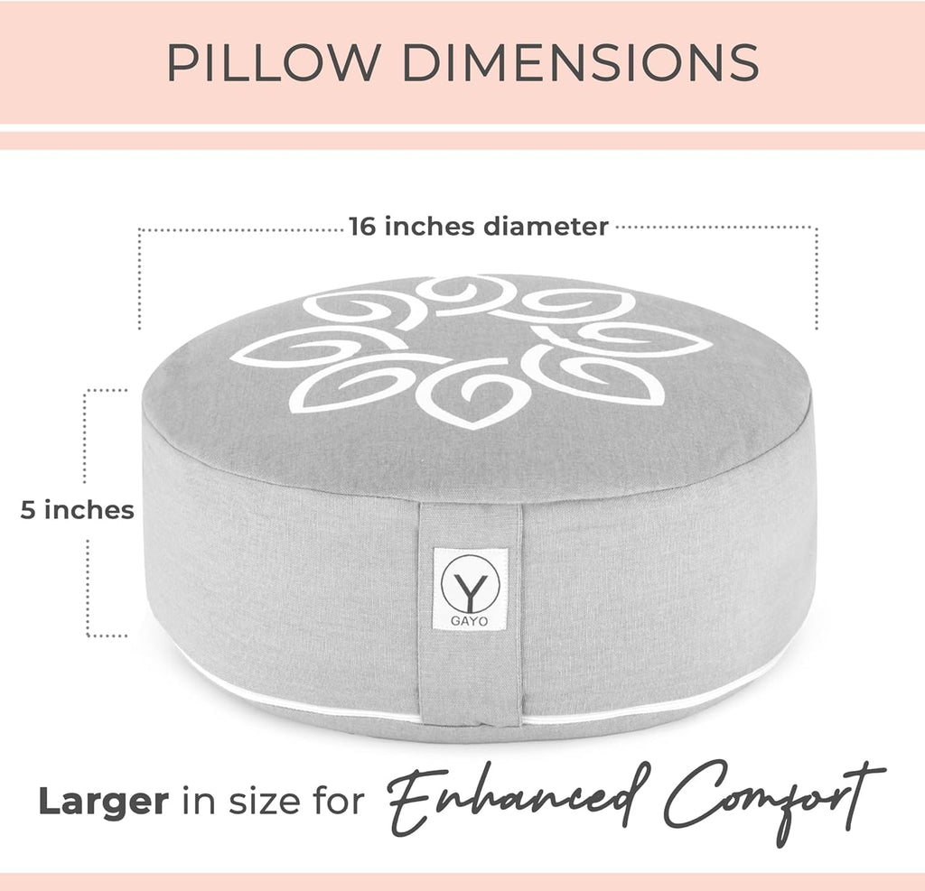 Gayo Meditation Cushion and Floor Pillow. Ideal for Meditation Pillow, Yoga, & Floor Sitting - Premium Buckwheat Supportive Round Cushion with Changeable Cover. Versatile & Stylish - 16" in