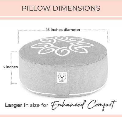 Gayo Meditation Cushion and Floor Pillow. Ideal for Meditation Pillow, Yoga, & Floor Sitting - Premium Buckwheat Supportive Round Cushion with Changeable Cover. Versatile & Stylish - 16" in