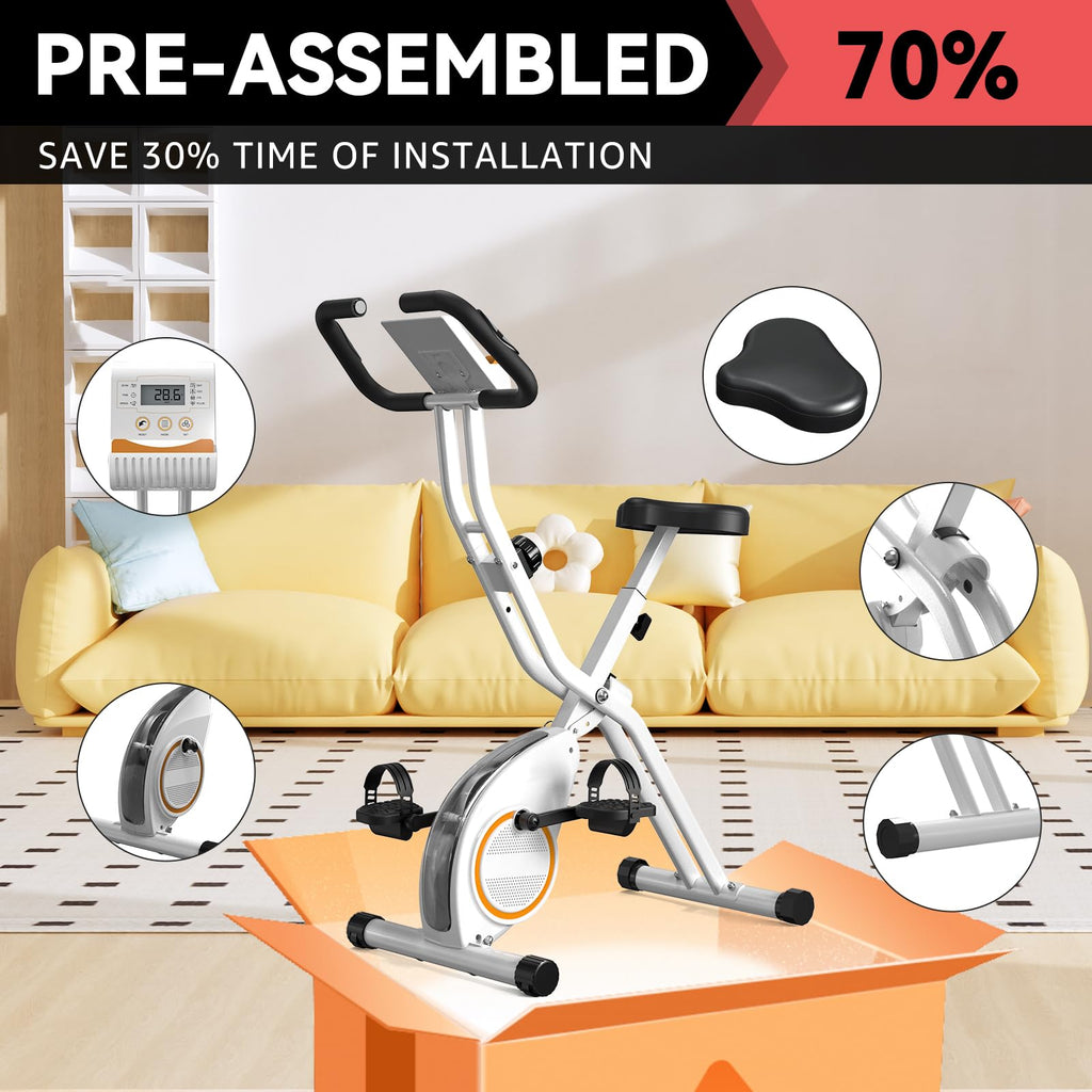 Foldable Exercise Bike Stationary Bikes for Home, 5 IN 1 Indoor Workout Bike, Cycling Bike with 16-Level Quiet Magnetic Resistance, 6.6 LBS Flywheel and 300LBS Capacity, 2025 Designed 817 X-bike