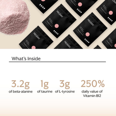 Promix Pre-Workout Powder, Strawberry Lemon – Boosts Focus, Energy & Endurance – With Caffeine, B12, Beta-Alanine & L-Tyrosine – Gluten & Dairy-Free, 10.05 oz