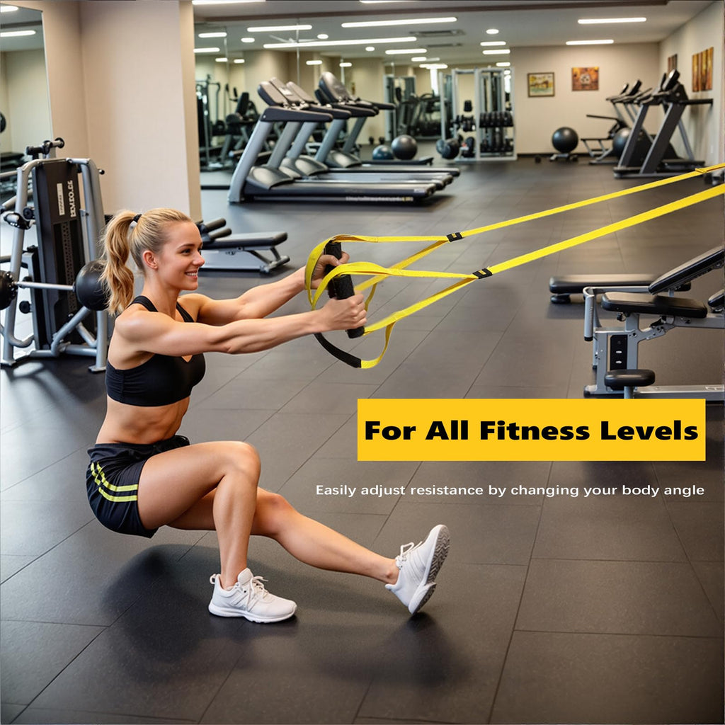 FITKIT Suspension Bodyweight Fitness Training Kit, Full Body Workouts Home Gym Resistance Trainer Straps for Total Body Workouts