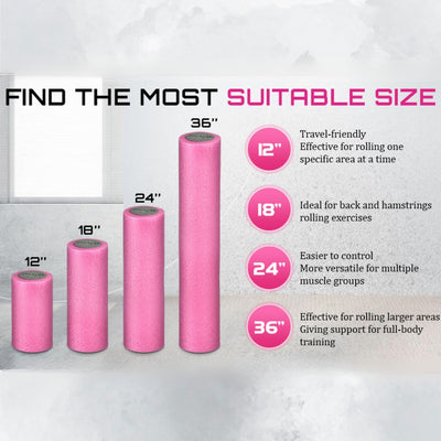 Yes4All High-Density EPP Round Back Roller Foam, Exercise Foam Roller for Yoga, Pilates & Stretching - 12, 18, 24, 36 inch