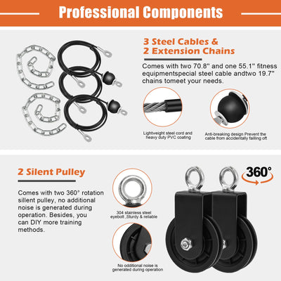 SERTT Home Gym Pulley System - Tricep Workout, Lat Pulldown, Biceps Curl, Triceps, Shoulders, Back, Forearm, Weight Cable for Squat Rack, Garage