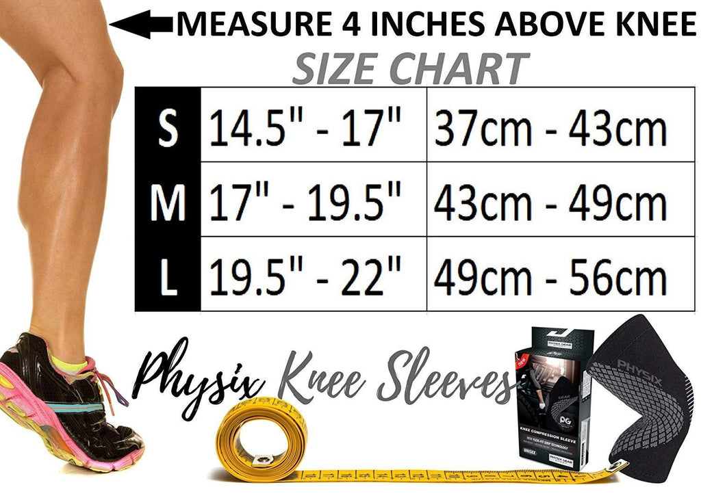 Physix Gear Knee Compression Sleeve for Men & Women - Best Compression Knee Brace for Walking, Running, Gym, Basketball, Weightlifting,Workout, Sports - Knee sleeves Support Compression & Stability
