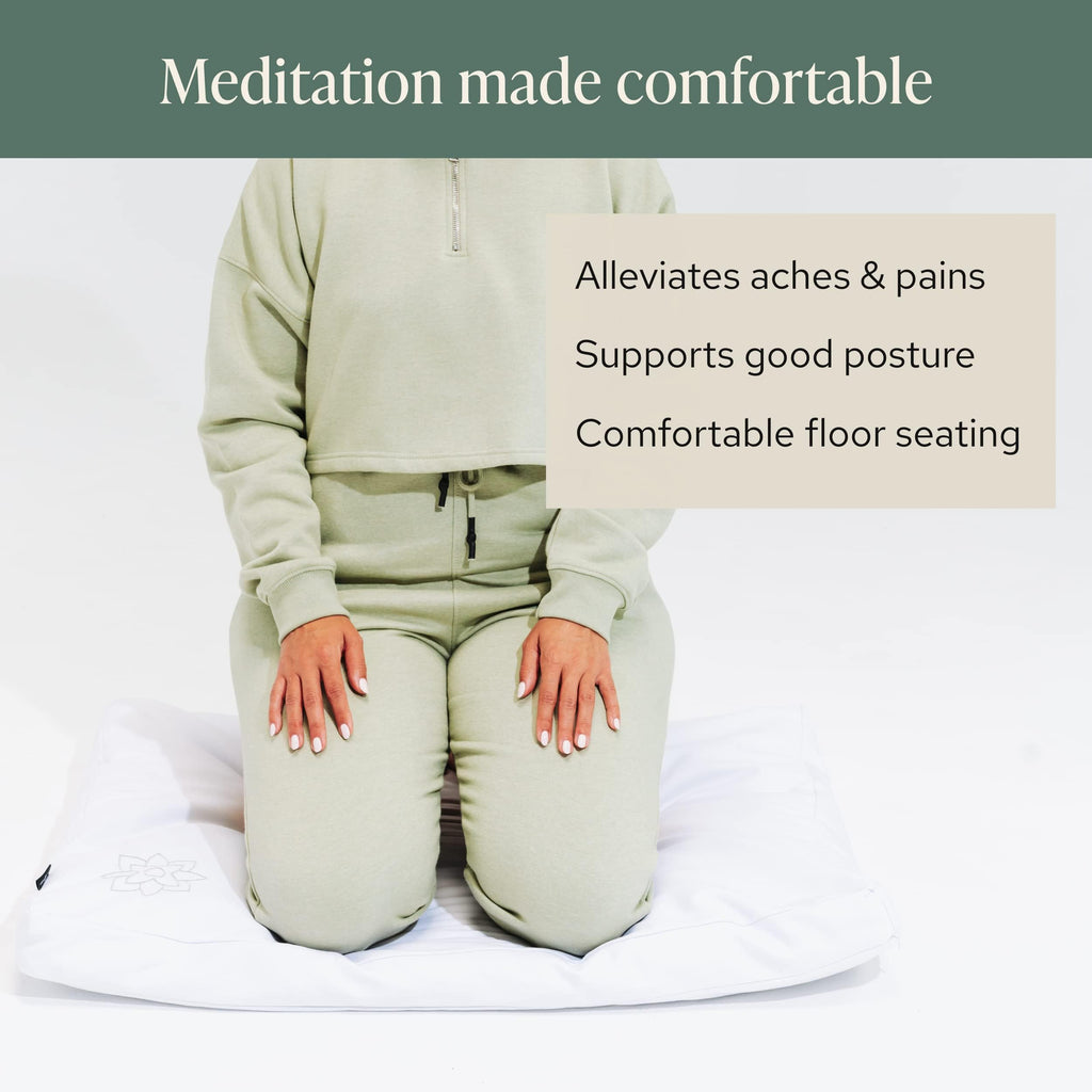 Mindful & Modern Zabuton Meditation Mat - Cotton Filled Yoga and Meditation Pad - Zabuton Meditation Cushion for Kneeling and Sitting Support - Large Rectangular Sitting Floor Pillow for Bench or Zafu