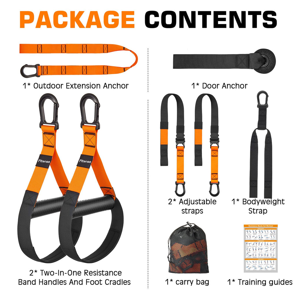 Home Resistance Training Kit, Suspension Trainer Straps with Adjustable Extension, Door Anchor, and Carry Bag – Strength Training Equipment for Full Body Bodyweight Workouts at Home or Outdoors