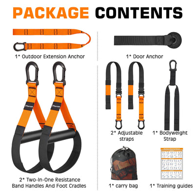Home Resistance Training Kit, Suspension Trainer Straps with Adjustable Extension, Door Anchor, and Carry Bag – Strength Training Equipment for Full Body Bodyweight Workouts at Home or Outdoors