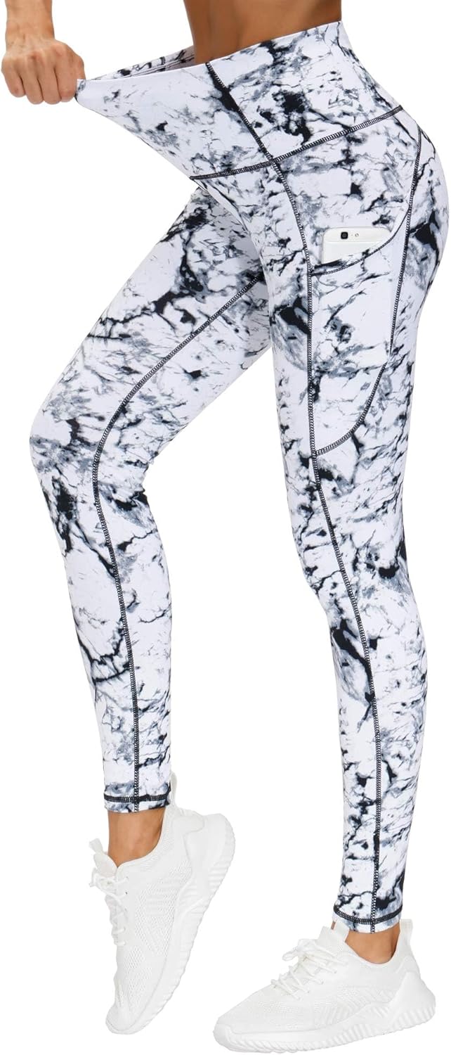 THE GYM PEOPLE Thick High Waist Yoga Pants with Pockets, Tummy Control Workout Running Yoga Leggings for Women