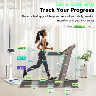 arboleaf Digital Physician Scale, Ultrasonic Height and Weight Scale, Smart Body Composition Analyzer for Gym and Home, 11-485lb, 6ft.4.8in, Body Fat Measurement, Weight, Height, BMI