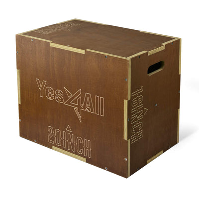 Yes4All Plyo Box, 3-in-1 Wooden Box Jumps for Home Gym, 450 lbs Boxes Step Up with Smooth Edges & Wide Built-in Handles for Jumping, Strength Training, Lunges, Squats, Dips