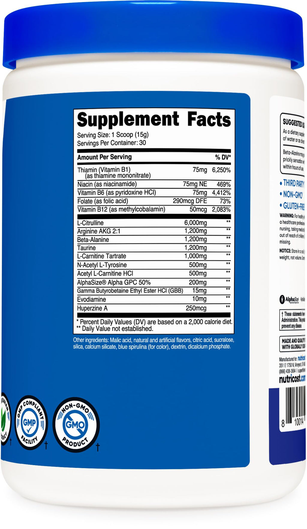 Nutricost Stim-Free Pre-Workout, 30 Servings (Pink Lemonade) - Caffeine Free, Stimulant Free, Non-GMO, Gluten Free