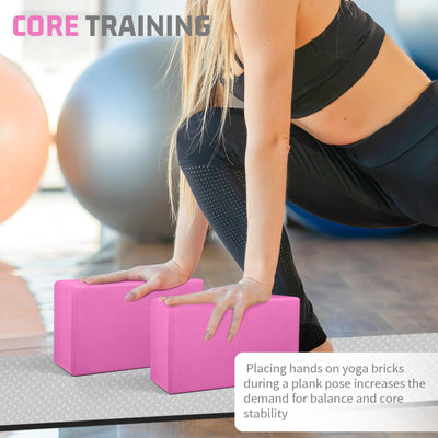 Yoga Blocks 2 Pack, EVA Foam Yoga Block Supportive, Non-Slip Exercise Blocks, Yoga Accessories for Pilates, Meditation, Balance, Stretching and Deep Poses