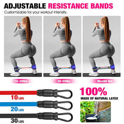 Ankle Resistance Bands with Cuffs, Ankle Bands for Working Out, Ankle Resistance Band for Leg, Booty Workout Equipment for Kickbacks Hip Fitness Training, Exercise Bands for Butt Lift Women