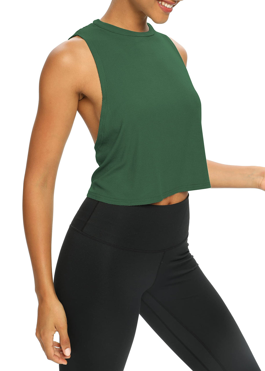 Bestisun Womens Open Back Workout Shirts Cropped Yoga Tank Tops Backless Athletic Clothes