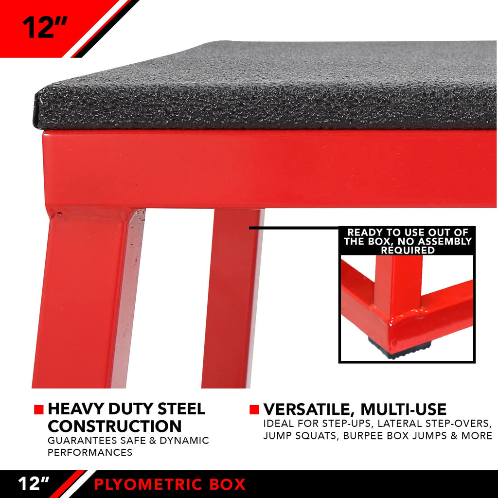 JFIT Plyometric Boxes - Made in Taiwan NO Assembly Required Single - Height Box Set and Adjustable Box Options Plyometric Platform and Jumping Agility Box for Training Conditioning Strength Training