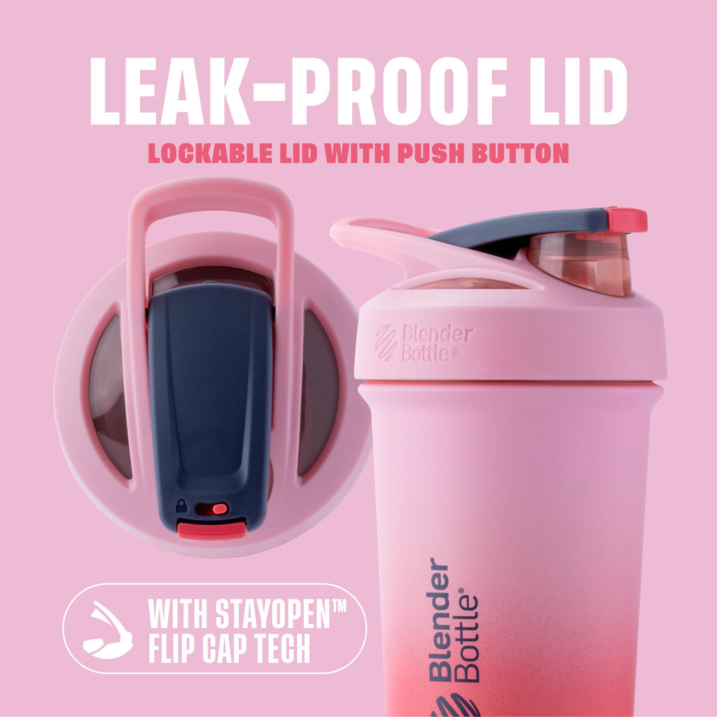 BlenderBottle Strada Shaker Cup Insulated Stainless Steel Water Bottle with Wire Whisk, 24-Ounce, Black