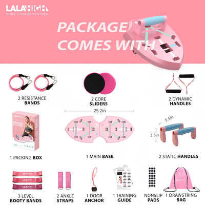 LALAHIGH Portable Home Gym System for Men and Women:Push Up Board, Pilates Bar & 20 Fitness Accessories with Resistance Bands and Ab Roller Wheel-Professional Strength Training Exercise