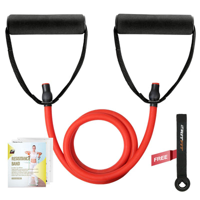RitFit Single Resistance Exercise Band with Comfortable Handles - Ideal for Physical Therapy, Strength Training, Muscle Toning - Door Anchor and Starter Guide Included