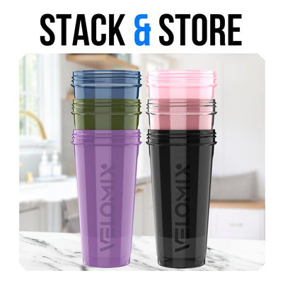 VELOMIX -6 PACK- 28 oz Protein Shaker Bottle for Protein Mixes - 6x Wire Whisk | Leak Proof Shaker Cups for Protein Shakes | Protein Shaker Bottle Pack | Protein Shake Cup (Earth Tones Collection)