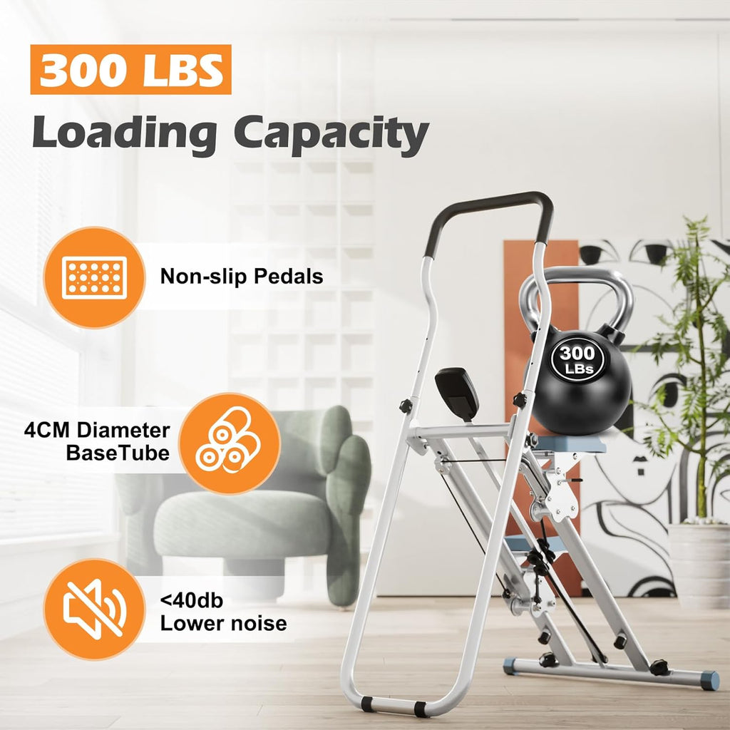 Vertical Climber Stair Stepper for Home Gym Folding Stair Climber Stepping Exercise Machine with Handlebar 3-Level Adjustable Height Non-Slip Pedals LCD Display Full Body Cardio Workout Equipment