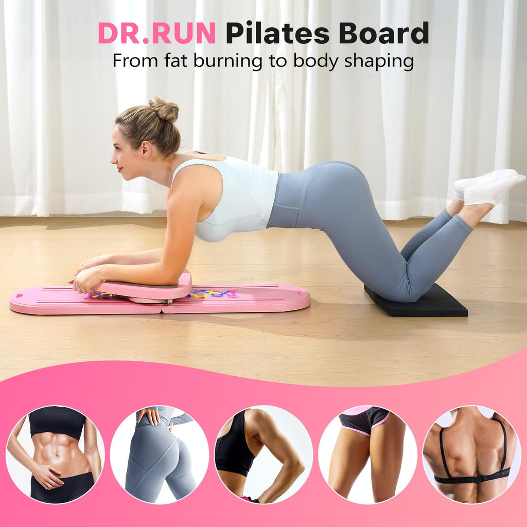 Pilates Board, Pilates Reformer Set, 7 in 1 Multifunctional Pilates Reformer Machine with Timer, Portable Foldable Pilates Board for Home Workout, Pilates Kit with Storage Bag