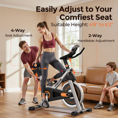 YOSUDA Exercise Bike, Brake Pad Stationary Bike for Home with Exclusive App, Magnetic Indoor Cycling Bike with 300 lb Weight Capacity, Low Noise, Tablet Holder and Fitness Courses for Weight Loss