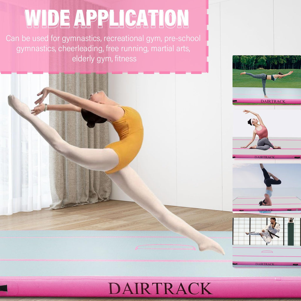 DAIRTRACK Inflatable Gymnastics Air Mat 10ft/13ft/16ft/20ft Tumble Track Tumbling Mats for Home Use/Gym/Training/Cheerleading/Yoga/Water