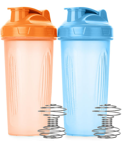 Mr. Pen- Shaker Bottles for Protein Mixes, 28 oz, 2 Pack, Light Blue & Red, Protein Shaker Bottle with Wire Whisk Ball, Blender Bottle