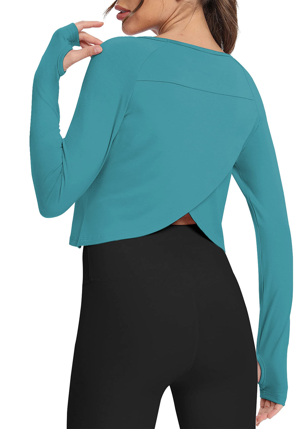 Bestisun Long Sleeve Athletic Workout Shirts Sports Yoga Gym Crop Tops for Women