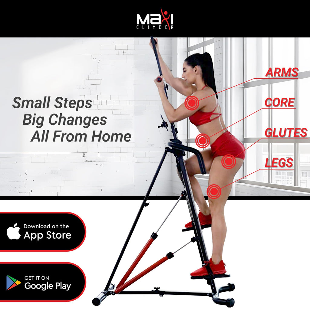 MaxiClimber XL Vertical Climbers - The Original Compact, Mountain Climber, Stair Stepper Exercise Machines - XL-2000 HRS (Hydraulic Resistance System, 12 Level) - Free Coach-led Classes & Fitness App