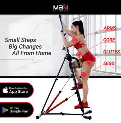MaxiClimber XL Vertical Climbers - The Original Compact, Mountain Climber, Stair Stepper Exercise Machines - XL-2000 HRS (Hydraulic Resistance System, 12 Level) - Free Coach-led Classes & Fitness App