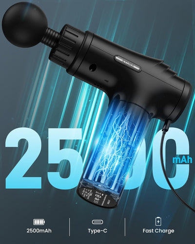 AYURA Massage Gun Deep Tissue, Muscle Massager Gun for Pain Relief, Percussion Massage Gun with 30 Speeds & 6 Heads, Portable Handheld Back Massage Gun for Athlets Men Women