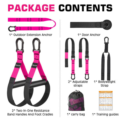 Home Resistance Training Kit, Suspension Trainer Straps with Adjustable Extension, Door Anchor, and Carry Bag – Strength Training Equipment for Full Body Bodyweight Workouts at Home or Outdoors
