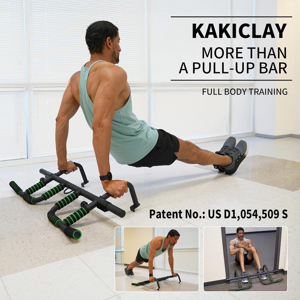 New Upgrade Pull Up Bar for Doorway with Ergonomic Grip - Upto 440 Lbs Capacity, No Screwing or Slipping - USA Original Patent, Designed, Shipped, Warranty