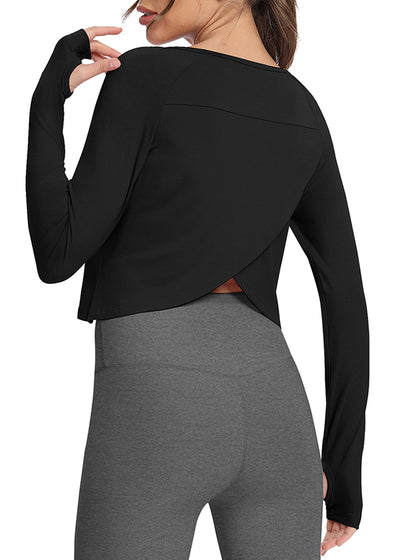 Bestisun Long Sleeve Athletic Workout Shirts Sports Yoga Gym Crop Tops for Women
