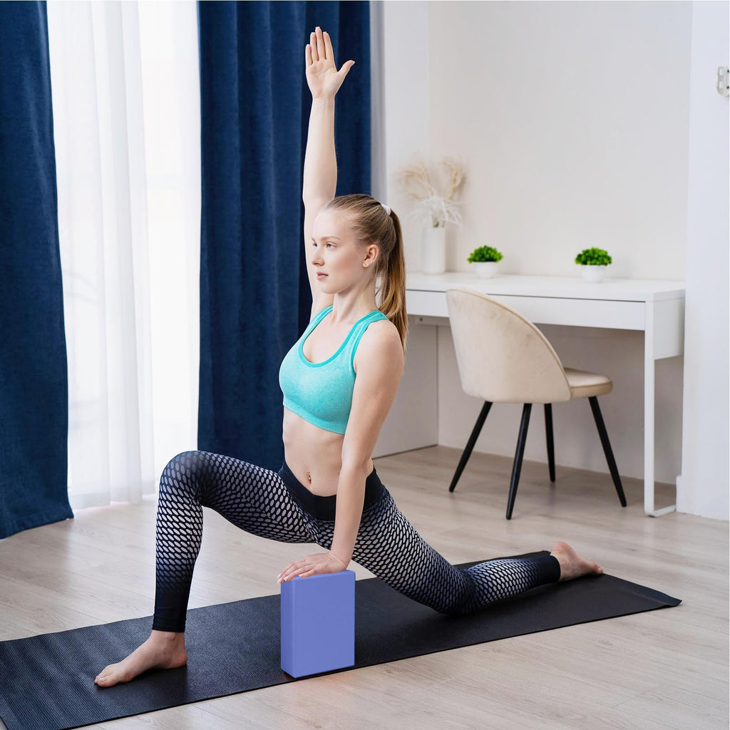Yoga Blocks 2 Pack, EVA Foam Yoga Block Supportive, Non-Slip Exercise Blocks, Yoga Accessories for Pilates, Meditation, Balance, Stretching and Deep Poses