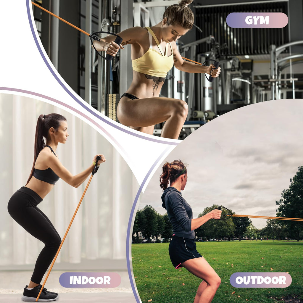 RitFit Single Resistance Exercise Band with Comfortable Handles - Ideal for Physical Therapy, Strength Training, Muscle Toning - Door Anchor and Starter Guide Included