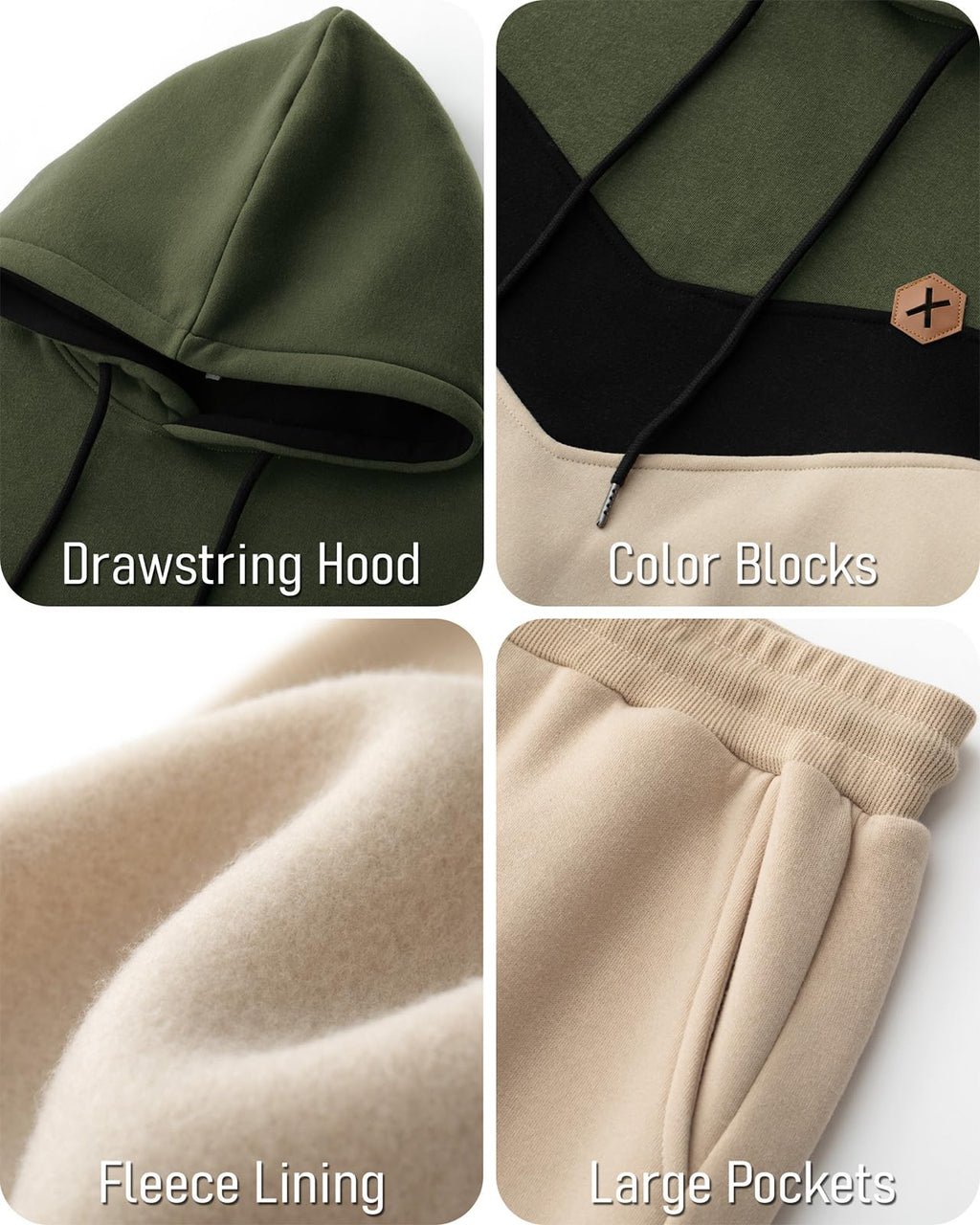 Mens Hoodie Tracksuit Set 2 Pieces Athletic Fleece Hooded Sweatsuit Casual Outfit Sweatshirt and Joggers Set