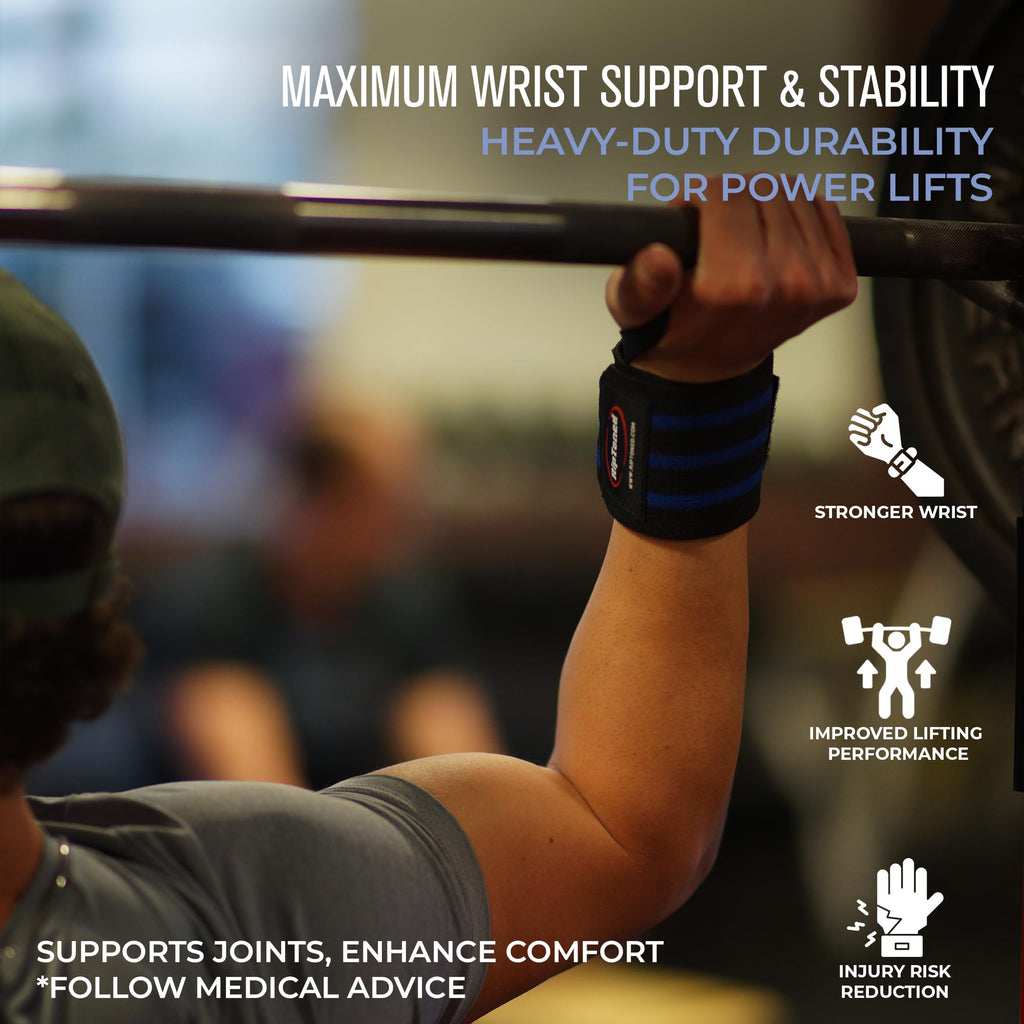 Rip Toned 18” Wrist Wraps - USPA Endorsed Wrist Straps for Weightlifting - Quality Wrist Support - Adjustable, Durable, Machine Washable - Gym Wraps for Powerlifting - for Men & Women