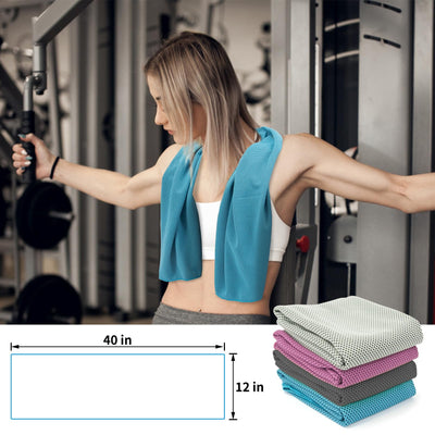 YESLIFE 4 Pack Cooling Towel 40"x12", Gym Towels for Men and Women, Soft Breathable Workout Towels for Yoga, Running, Sport, & More (Blue, Grey, Green, Pink)