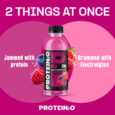 Protein2o Hydration Drink - 2-in-1 Liquid Clear Whey Protein Isolate and Electrolyte Drink - 20g Protein, Vitamins B5, B6 - Post-Workout Recovery - 16.9 Fl Oz - 12 Count Strawberry Watermelon