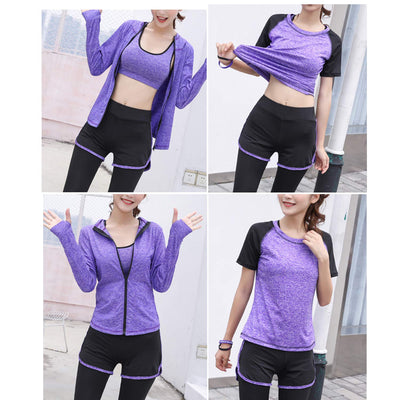 5pcs Workout Outfits for Women Athletic Sets Sport Suits Yoga Gym Fitness Exercise Clothes Jogging Tracksuits