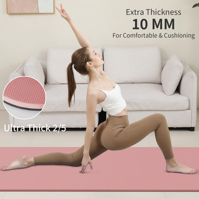 Yoga Mat Non Slip Anti-tear,extra thick-2/5 inch（10MM）High Resiliency Professional POE Yoga Mats for Women Men Kids,72"x24"inch,Workout, Yoga, Pilates and Floor Exercise, with Carrier Strap
