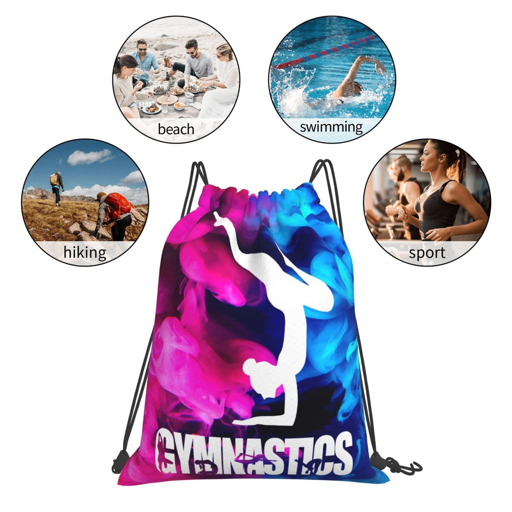 Gymnastics Drawstring Backpack Light Gym String Bag Pink Water Resistant Sackpack Sport Yoga Daypack For Womens Mens